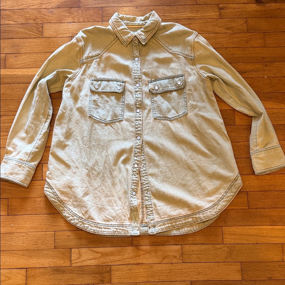 Free people denim snap oversize snap shirt size xsmall